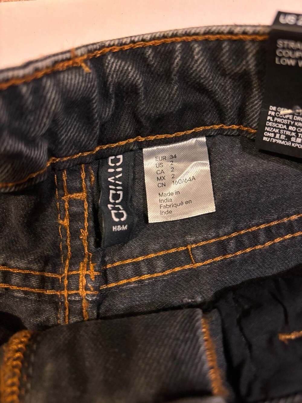 Divided H&M Straight Low Waist Black Denim Baggy Jeans Women's Size US 2 - Picture 4 of 5